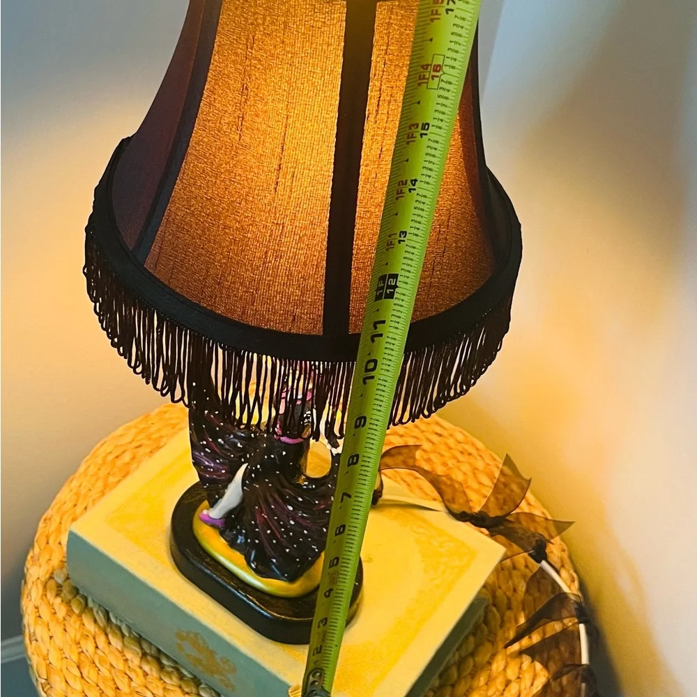VTG MCM up cycle Dancing Lady Lamp BLK pink WHT polka dot dress & gold accents